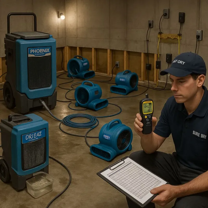 Structural Drying and Dehumidification process in Island Lake, IL